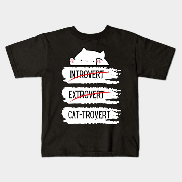 Introvert Extrovert Cat-trovert Funny Distressed Look Kids T-Shirt by Apathecary